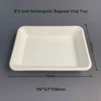 Assiettes jetables personnalisables en bagasse naturelle de canne à sucre avec plateau 8*6 pouces