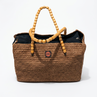 Sac fourre-tout décontracté en jute tissé à la main avec fermeture éclair et deux poignées pour le travail, l'école, les courses