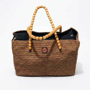 Bolsa de Mano Casual de Yute Tejida a Mano con Cierre de Cremallera y Dos Asas para el Trabajo, la Escuela, Compras y el Supermercado - Product Image 4