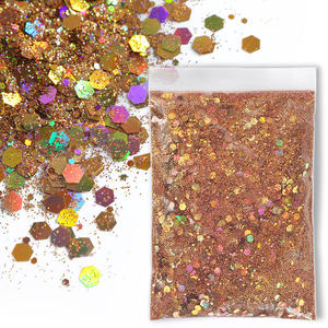 Brillo láser ecológico con polvo de mica dorado, brillo fino y grueso para decoración de uñas para manualidades de resina DIY - Product Image 5