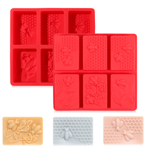 Moule à savon en silicone antiadhésif platine sans BPA, forme abeille rectangulaire à 6 cavités, certifié LFGB, de l'usine MUYULINS - Product Image 3
