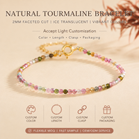 Bracelet en perles de tourmaline naturelle, bracelet en pierres précieuses de couleur personnalisée, fabricant de bijoux OEM ODM, MOQ flexible