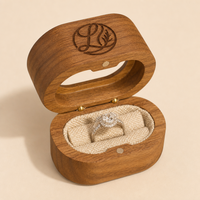 Boîte ovale de luxe en bois de noyer avec couvercle en verre et fermeture magnétique pour bague de fiançailles, idéale pour les cadeaux de demande en mariage