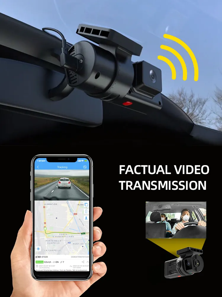 JC181 Mini caméra de bord double rotative 4G WiFi USB caméra de voiture 1080P GPS événement vidéo G-Sensor coupure de carburant avec application