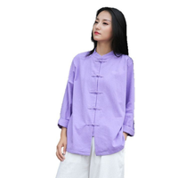 Ecowalson – Blouse rétro chinoise pour femme, col montant, boutons grenouille, idéale pour l'exercice matinal et le Tai Chi