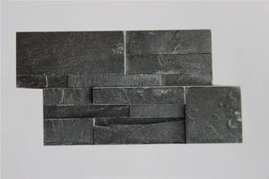Panel de revestimiento de pared de piedra Nero Culture de <span class=keywords><strong>pizarra</strong></span> negra, revestimiento envolvente para chimenea - Product Image 3
