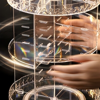 360 °   Organisateur de maquillage rotatif en acrylique transparent, boîte de rangement cosmétique de bureau pour coiffeuse, dortoir, rouge à lèvres, soins de la peau, étagère de vanité