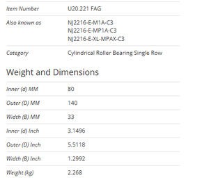 ตลับลูกปืนรางรถไฟ 80x140x33 มม. PLASSER UND THEURER <span class=keywords><strong>LINZ</strong></span> ออสเตรีย U20.221 100 B.D EN12080 คลาส 1 U20.220 - Product Image 2