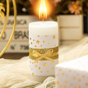 Eid White Kraft Wrapping <b>Paper</b> <b>Roll</b> 17x197Inch Gold 3D Foil Stars Polka Dots Gift <b>Wrap</b> for Celebration Craft - Product Image 3