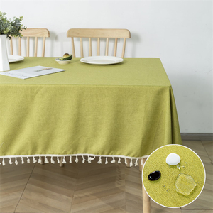 High Quality Nonwoven Modern Tassel <b>Tablecloth</b> Waterproof Floral Printed Square Faux Linen Texture Wrinkle-Free Home <b>Party</b> - Product Image 4