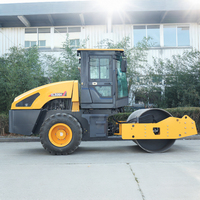 Rouleau compresseur vibrant à tambour unique de 6 tonnes avec cabine fermée, compacteur hydraulique pour sols et asphalte, engin de construction routière