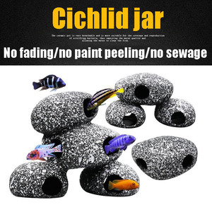 Aquariumdecoratie Keramische Stenen Evacuatie Grot <span class=keywords><strong>Aquarium</strong></span> Landschap Vissen En Garnalen Kweektank - Product Image 2