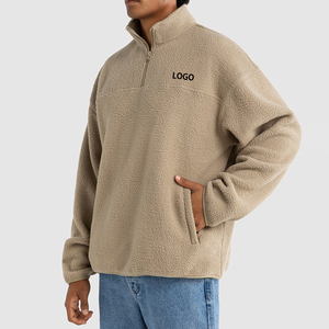 Sweat-shirt surdimensionné à col zippé 1/4 en <span class=keywords><strong>polaire</strong></span> Sherpa 100 % polyester de haute qualité, personnalisé OEM pour hommes - Product Image 3