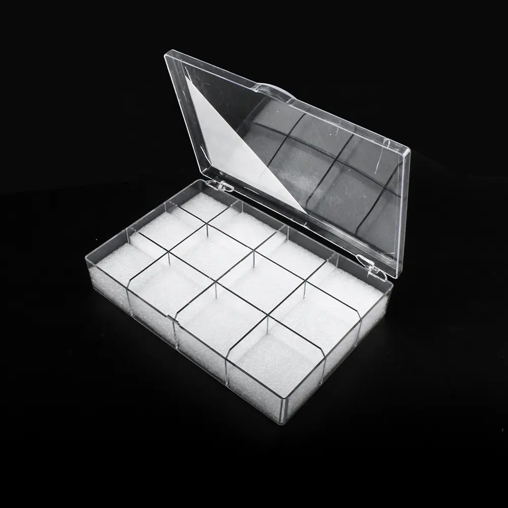 21983 12 Grids Clear hard organizer plastic bead jewelry container divided storage boxes