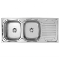 Éviers de cuisine en acier inoxydable SUS201 à double bac, série Plate Basin, prix de gros usine - Fregaderos De Cocina 11048