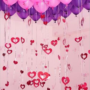 Ciondolo con palloncini con paillettes a forma di cuore vuoto da 100 pezzi con corda a nastro per la decorazione della festa di <span class=keywords><strong>compleanno</strong></span> di nozze - Product Image 5