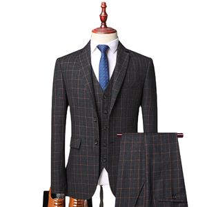 Venta caliente Big Latticed Men's Dress Business Casual Wedding Ebay Groom Suit <span class=keywords><strong>Traje</strong></span> de tres piezas - Product Image 1