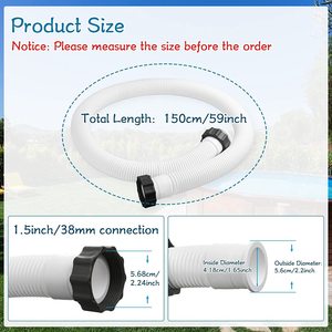 Lot de 2 tuyaux de remplacement pour piscine avec adaptateurs de type B pour pompe de filtration de piscine hors sol, installation facile - Product Image 3