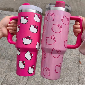 Custom Teal Laser Engraving Cartoon HK KT Cat Brown Gold BPA Free Food Grade Stainless Steel 40oz Vacuum <b>Flask</b> Insulated Thermal - Product Image 3