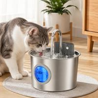 Meilleure fontaine à eau automatique moderne et durable pour animaux de compagnie, écologique, 3,2 L, en acier inoxydable, distributeur d'eau silencieux pour chat avec USB