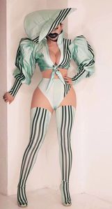 NOVANCE Green Stripe <span class=keywords><strong>Fiesta</strong></span> <span class=keywords><strong>de</strong></span> <span class=keywords><strong>noche</strong></span> Disfraces sexy <span class=keywords><strong>Trajes</strong></span> <span class=keywords><strong>de</strong></span> <span class=keywords><strong>mujer</strong></span> Conjunto <span class=keywords><strong>de</strong></span> pantalones <span class=keywords><strong>de</strong></span> dos piezas Tendencia Personalidad Prom Discoteca Increíble - Product Image 3