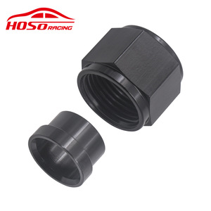Conector de tubo rígido de aluminio HOSO RACING con tuerca y manguito AN4-AN12 para modificación automotriz - Product Image 1