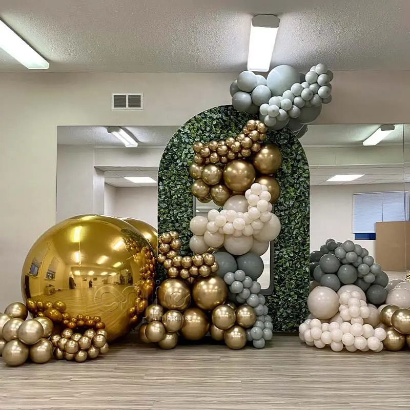 Grand ballon à bulles réutilisable événement gonflable art miroir sphère ballon or argent miroir boule