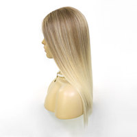 Perruque Lace Front en Cheveux Humains Européens Non Traités, Alignés dans le Sens des Cuticules, Ombré Blond Cendré, Sheitel Juif Casher, Perruques Médicales