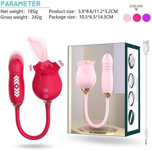 Vibromasseur en silicone en forme <span class=keywords><strong>de</strong></span> rose, jouet sexuel pour <span class=keywords><strong>femme</strong></span> avec extension <span class=keywords><strong>de</strong></span> langue, fonction <span class=keywords><strong>de</strong></span> succion clitoridienne, rechargeable par USB, 10 modes - Product Image 5