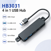 Hub USB 3.0 de 4 Puertos al por Mayor, Chip GL3510, 5Gbps de Alta Velocidad, Adaptador Divisor Dual Tipo C a Doble USB A para Laptop