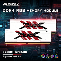Memoria RAM para PC PUSKILL DDR4 RGB con Disipador de Calor, 8GB 16GB 32GB 3200/3600MHz XMP 2.0, Módulo de Memoria para Juegos