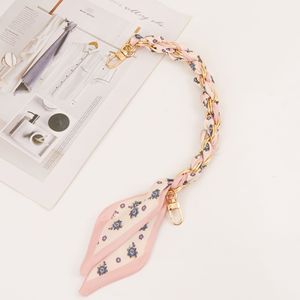 Luxury Weave Silk Scarf Bag Charm <b>Key</b> Holder Ladies Purse Decoration Car <b>Key</b> <b>Chains</b> Fashion Item - Product Image 1
