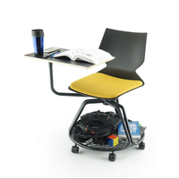 Ensemble table et chaise de bureau modernes avec base en acier conforme à la norme ANSI/BIFMA - Ergonomique, empilable, rotatif, durable, écologique, pour l'école et l'appartement