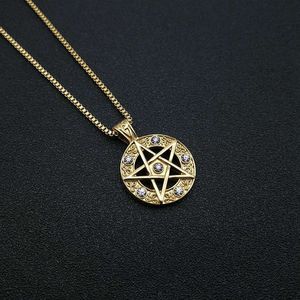Gold Plated <b>Star</b> Pendant Necklace Stainless Steel Pave Setting Geometry <b>Design</b> Gift Jewelry - Product Image 2