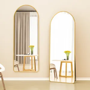 Factory Wholesale Full Length Compact Mirror Large Size Floor Arched Door Gold Wall Room Decoration Dressing Mirror