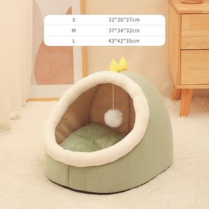 Cama Redonda para Mascotas con Orejas de Gato, Semi Cerrada, Cálida para Invierno, para Gatos de Tamaño Pequeño y Mediano, para las Cuatro Estaciones - Product Image 4