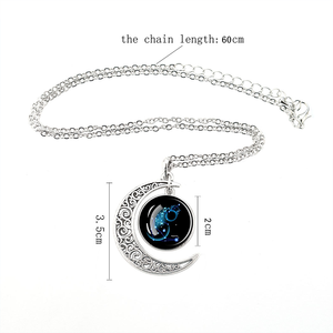 Collares Unisex de Plata de Ley con Diseño de Signos del Zodiaco, Joyería, Regalos de Cumpleaños, Astrología, 12 Signos del Horóscopo, <span class=keywords><strong>Luna</strong></span> Creciente Luminosa de Galaxia - Product Image 3