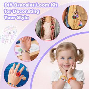 Kit de tissage pour enfants, plus de 1000 pièces, kits d'artisanat DIY pour enfants avec 2 peignes à tisser, cadeaux de Pâques, kit de fabrication de bracelets, cadeaux pour filles - Product Image 2
