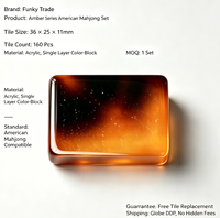 Funky Trade Custom Série Ambre Tortoiseshell 1.42*0.98*0.43 pouces Marbrure tourbillonnante 160 pièces Jeu de tuiles de Mahjong en acrylique Américain