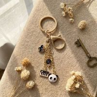 Porte-clés Panda en Alliage de Zinc Doré, Émail, Clavier Musical, Pendentif de Sac, Breloque Mignonne, Bijou Personnalisable avec Logo, Cadeau