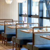 Elegantes, hochwertiges, maßgefertigtes Halbrund-Sitzbank Sofa aus Leder – Luxuriöse Café- und Hotelmöbel-Sets für Restaurantprojekte
