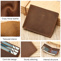 Dompet Lipat Minimalis Kulit Crazy Horse MARRANT untuk Pria, Tempat Kartu Kredit Kulit, Dompet Kulit Asli untuk Pria
