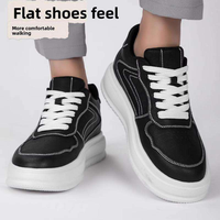 Chaussures décontractées rehaussantes 6 cm unisexe respirantes à lacets en microfibre avec semelle épaisse confortable pour hommes et femmes
