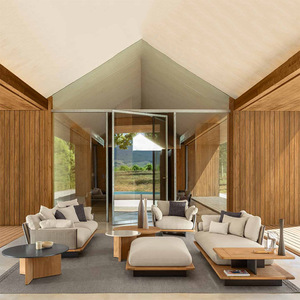 2023 nueva llegada muebles de lujo Patio jardín sofás juegos de jardín Muebles de teca al aire libre de madera maciza sin brazos Silla de salón de teca - Product Image 5