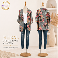 Blus Wanita Bermotif Bunga dengan Manset Keren dan Mengembang, Atasan Longgar Cocok untuk Musim Panas