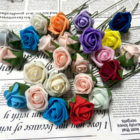 Vente d'usine, grande taille, rose en mousse PE de 4 cm avec tige, décoration de gâteau de mariage, fleurs en mousse