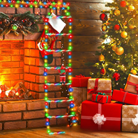 Luces LED de Navidad al por Mayor, Luces de Hadas Colgantes con Diseño de Papá Noel Escalando una Escalera, para Decoración Navideña de Paredes y Ventanas del Hogar