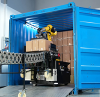 Robot industriel entièrement automatique, machine de chargement de conteneurs mobiles AGV, chargeur de boîtes avec convoyeur pour un déchargement et un chargement efficaces