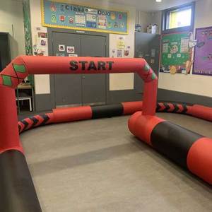 Race Car Team Building Sport Pvc Toys Arena Sweeping Outdoor Giant Adult Inflatable Air Track <strong>Game</strong> - Product Image 2