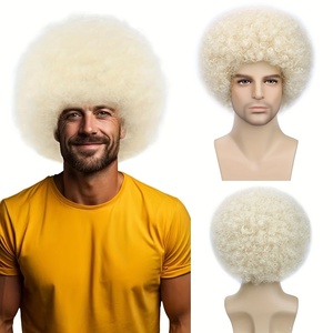 Perruque <span class=keywords><strong>Afro</strong></span> Fluffy Disco Rétro Années 70 pour Hommes Perruque Synthétique Bouclée avec <span class=keywords><strong>Bonnet</strong></span> en Filet Élastique pour Halloween Cosplay Fête Costumes - Product Image 1